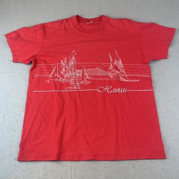 Vintage Single Stitch Stedman Hawaii Mens Sz XL Graphic Shirt 100% Cotton USA Ma - Picture 1 of 8